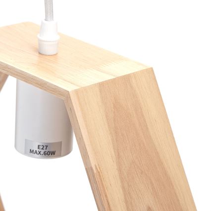 Aigostar - Suspension LED en bois sur câble, 1 x E27, 9 W, 230 V, 2200 K, pin