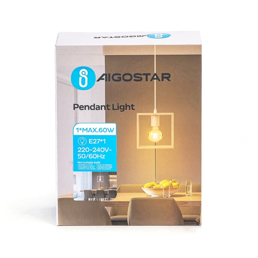 Aigostar - Suspension LED en pin sur câble, 1x E27/9W/230V, 2200K
