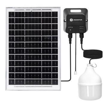 Aigostar - Suspension solaire LED/70W/12V 6000 mAh 6500K d. 12 cm + Télécommande