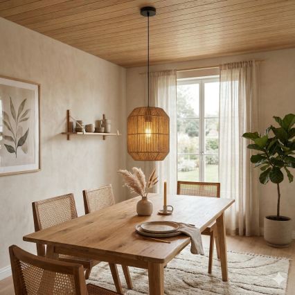 Aigostar - Suspension sur câble 1xE27/60W/230V beige Ø 23 cm