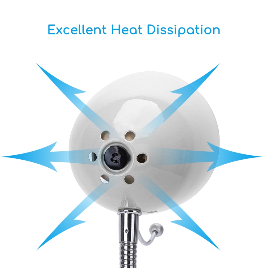 Aigostar - Tafellamp met klem 1xE27/11W/230V wit/glanzend chroom