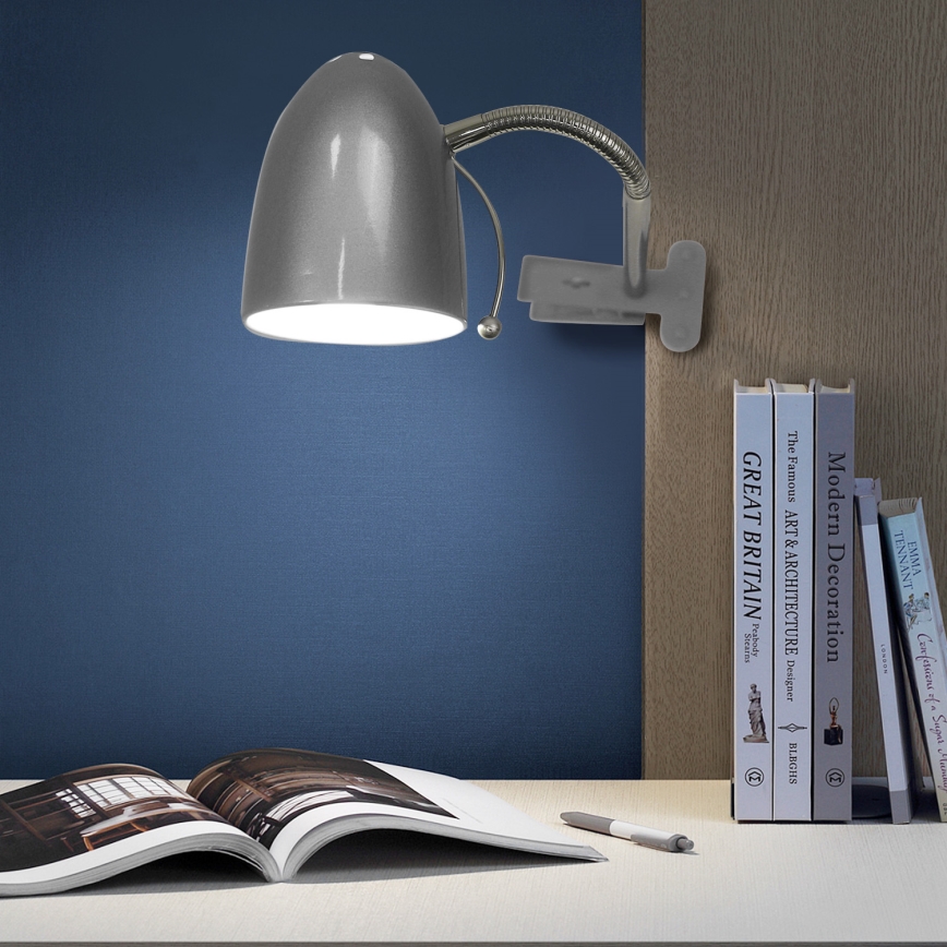 Aigostar - Tafellamp met klem 1xE27/11W/230V zilver/glanzend chroom