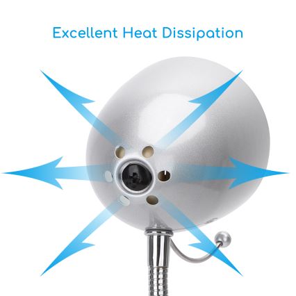Aigostar - Tafellamp met klem 1xE27/11W/230V zilver/glanzend chroom