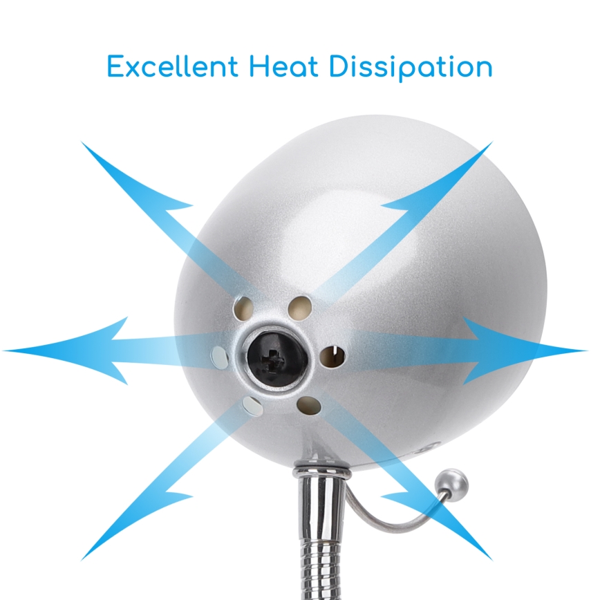 Aigostar - Tafellamp met klem 1xE27/11W/230V zilver/glanzend chroom