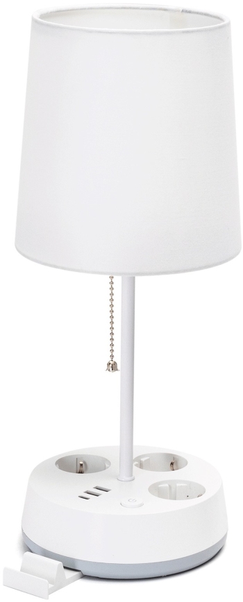 Aigostar - Tafellamp met stopcontacten en USB-poorten 1xE27/60W/230V wit