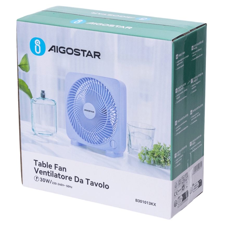 Aigostar - Tafelventilator 30W/230V blauw