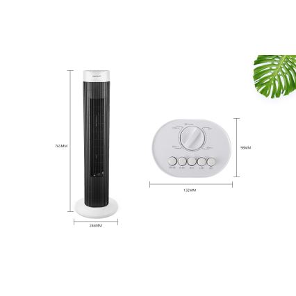 Aigostar - Toren ventilator 45W/230V zwart/wit