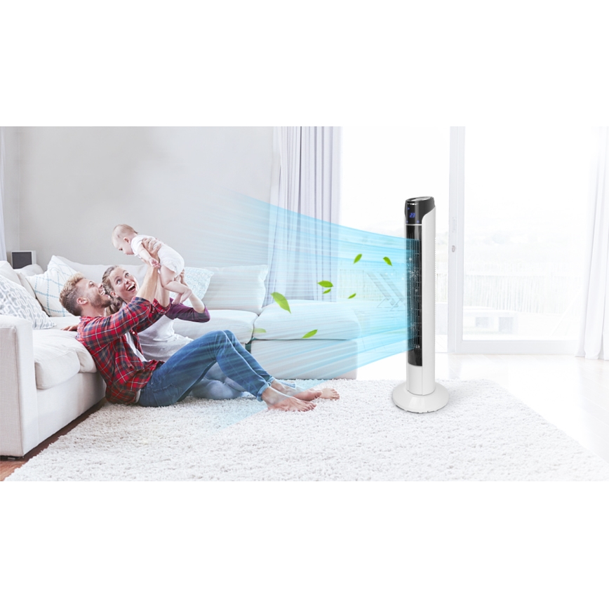 Aigostar - Toren ventilator 50W/230V zwart/wit + afstandsbediening