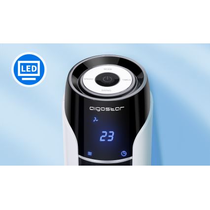 Aigostar - Toren ventilator 50W/230V zwart/wit + afstandsbediening