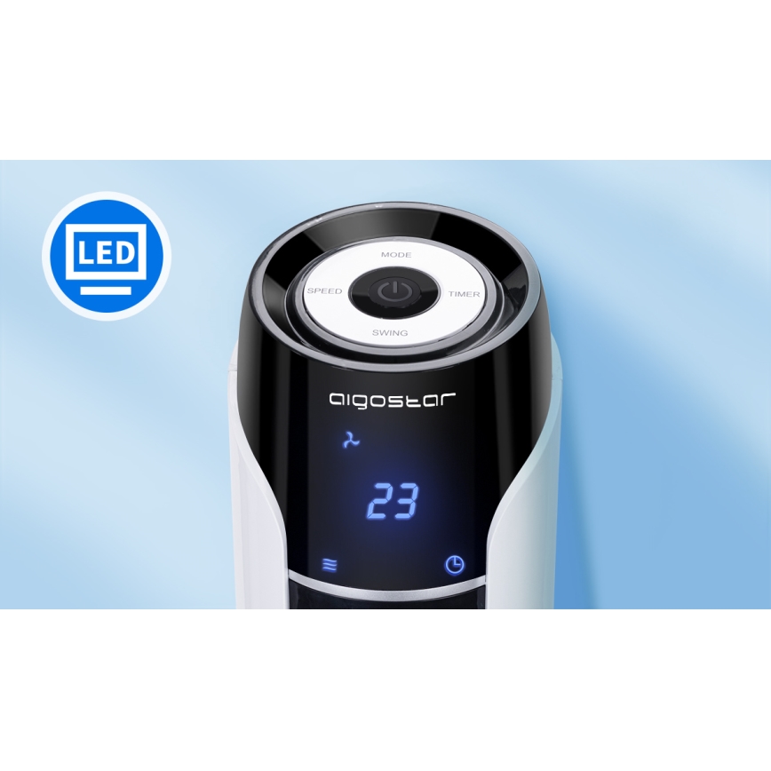 Aigostar - Toren ventilator 50W/230V zwart/wit + afstandsbediening