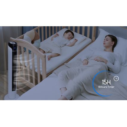 Aigostar - Toren ventilator 50W/230V zwart/wit + afstandsbediening