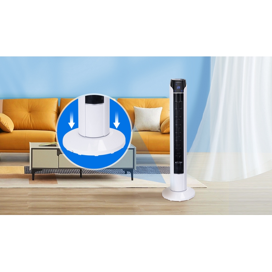 Aigostar - Toren ventilator 50W/230V zwart/wit + afstandsbediening