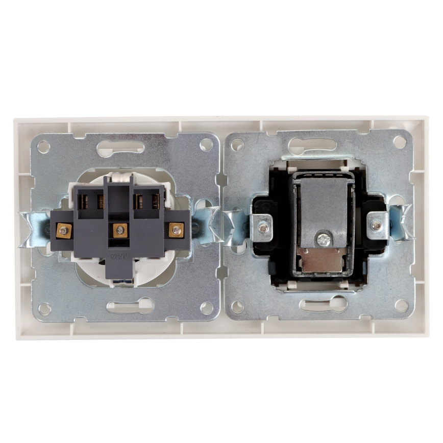 Aigostar - TV-aansluiting en SCHUKO-stopcontact 230V met afdekraam, wit