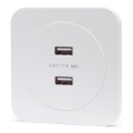 Aigostar - USB-wandcontactdoos met afdekraam, 2x USB-A, wit