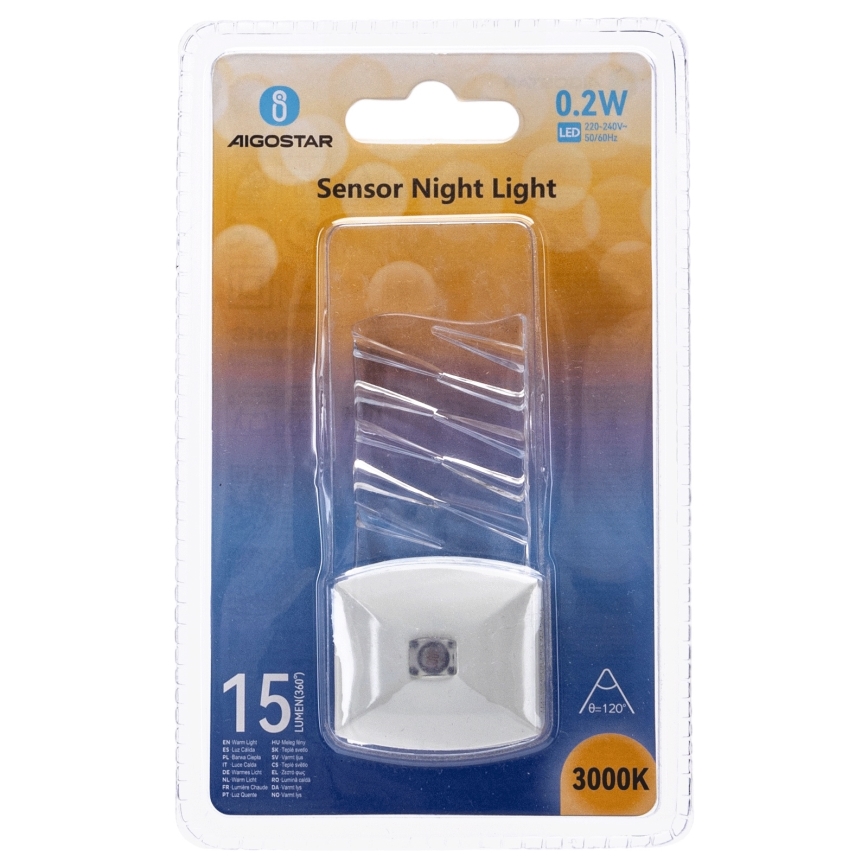 Aigostar - Veilleuse avec détecteur crépusculaire LED/0,2W/230V 3000K