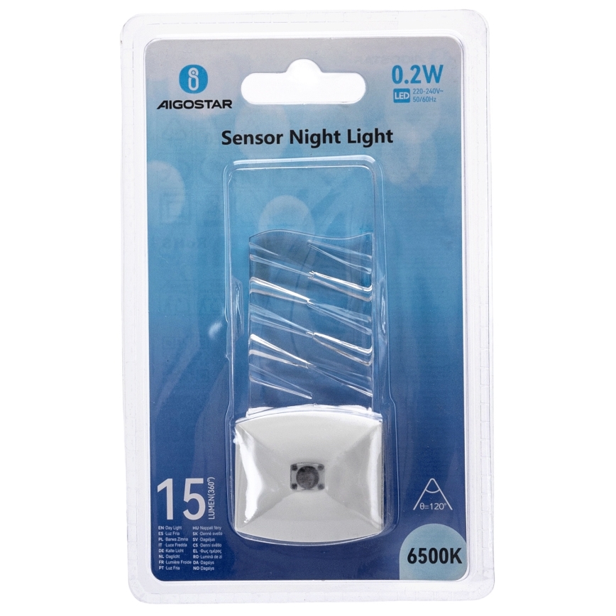 Aigostar - Veilleuse avec détecteur crépusculaire LED/0,2W/230V 6500K