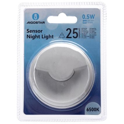 Aigostar - Veilleuse avec détecteur crépusculaire LED/0,5W/230V 6500K