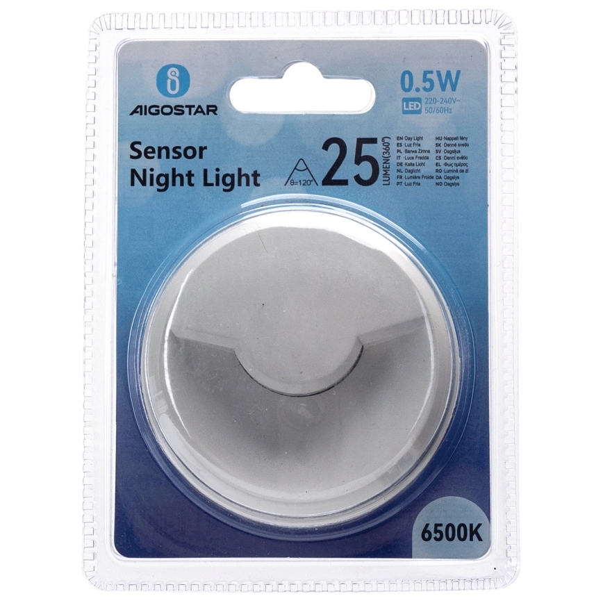 Aigostar - Veilleuse avec détecteur crépusculaire LED/0,5W/230V 6500K