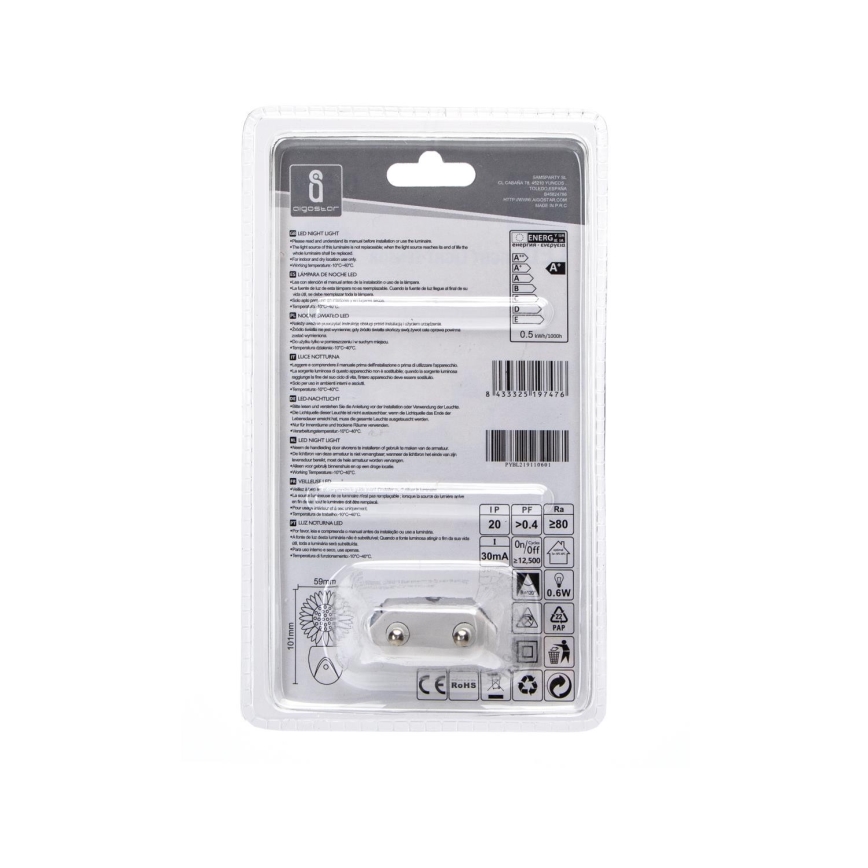 Aigostar - Veilleuse LED RVB avec capteur LED/0,5W/230V en forme de soleil