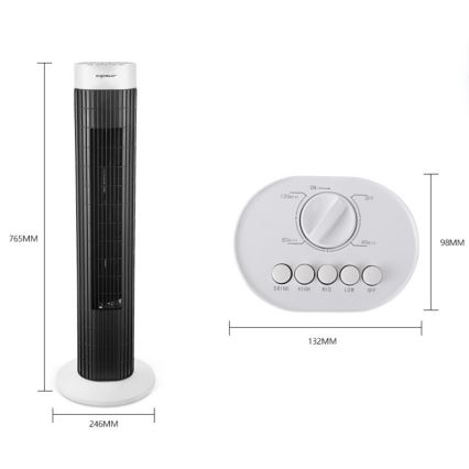 Aigostar - Ventilateur colonne 45W/230V noir/blanc