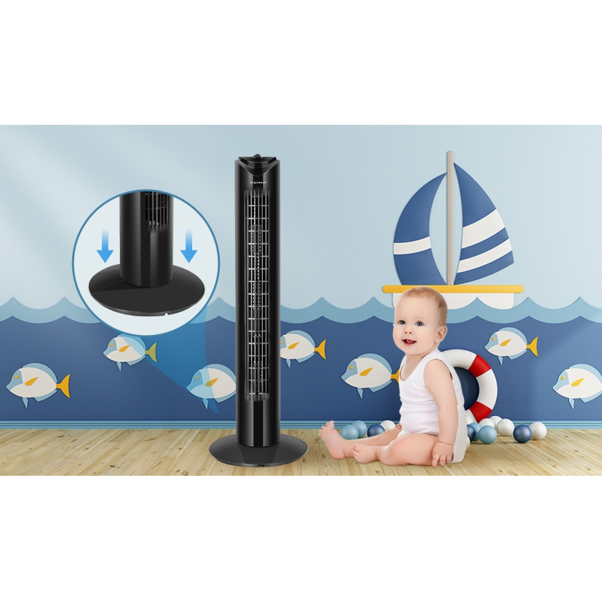 Aigostar - Ventilateur colonne 45W/230V noir