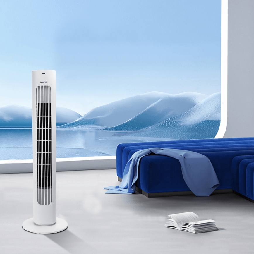 Aigostar - Ventilateur colonne 50W/230V blanc + Télécommande
