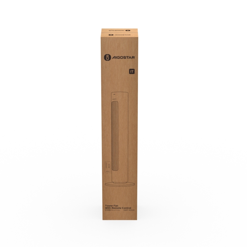 Aigostar - Ventilateur colonne 50W/230V blanc + Télécommande