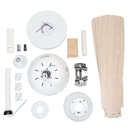 Aigostar - Ventilateur de plafond à intensité variable LED/20W/230V 2700-6500K 132cm blanc/beige + télécommande