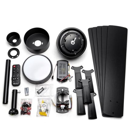 Aigostar - Ventilateur de plafond à intensité variable LED/20W/230V 2700-6500K 132cm marron + Télécommande