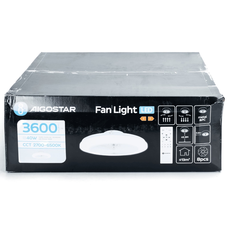 Aigostar - Ventilateur de plafond à intensité variable LED/40W/230V 2700-6500K d. 48 cm + Télécommande blanc
