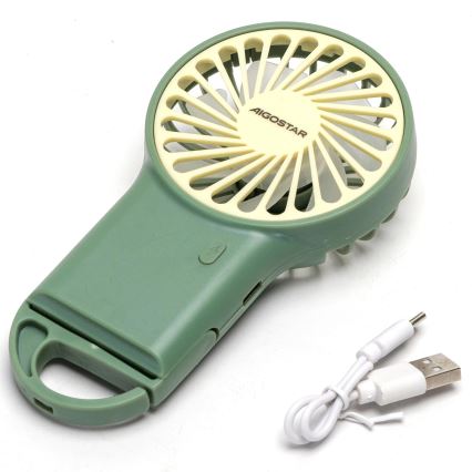 Aigostar - Ventilateur de poche rechargeable 4 W / 5 V, 500 mAh, USB, vert