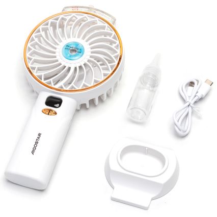 Aigostar - Ventilateur de poche rechargeable 5W/5V 2400 mAh USB blanc