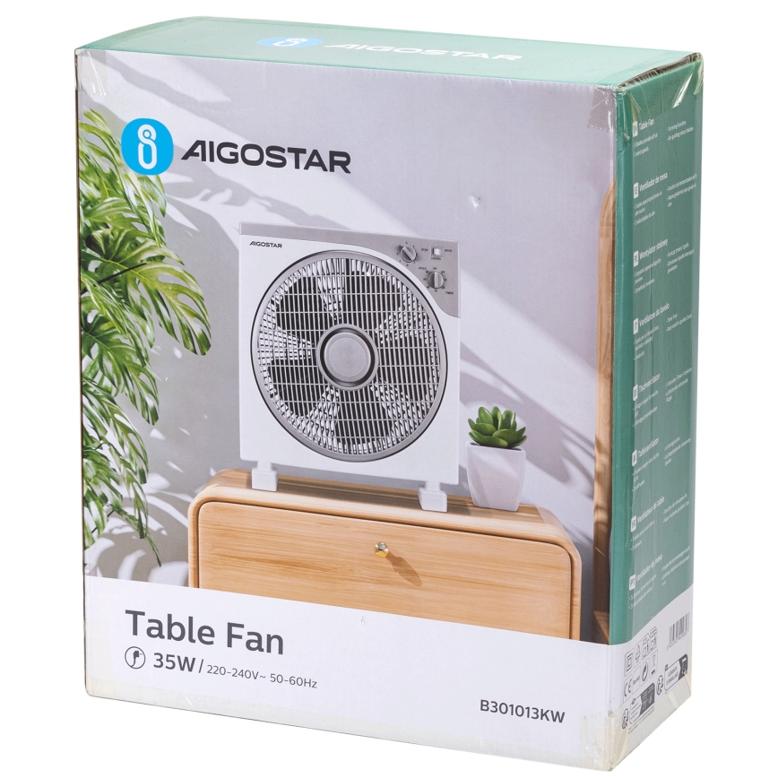 Aigostar - Ventilateur de sol 35W/230V d. 30 cm blanc/gris