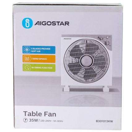 Aigostar - Ventilateur de sol 35W/230V d. 30 cm blanc/gris