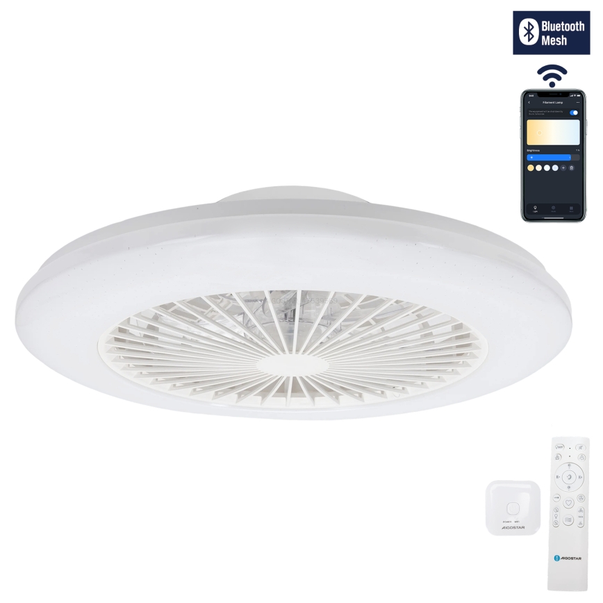 Aigostar - Plafonnier LED dimmable avec ventilateur LED/40W/230V 2700-6500K Ø 48,5 cm blanc + télécommande