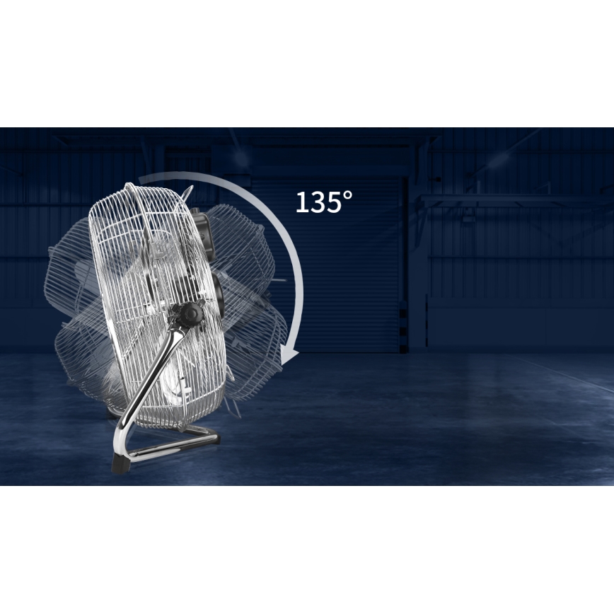 Aigostar - Ventilateur sur pied 100W/230V Ø 54 cm, chrome brillant