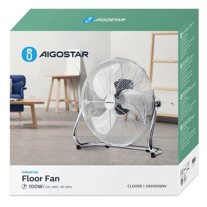 Aigostar - Ventilateur sur pied 100W/230V Ø 54 cm, chrome brillant