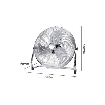Aigostar - Ventilateur sur pied 100W/230V Ø 54 cm, chrome brillant