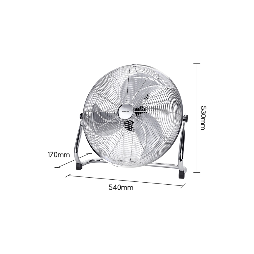 Aigostar - Ventilateur sur pied 100W/230V Ø 54 cm chrome brillant