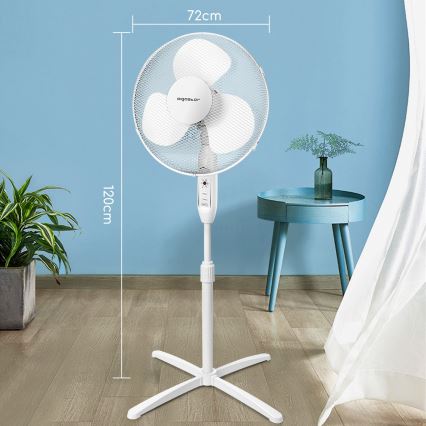 Aigostar - Ventilateur sur pied 40W/230V 120 cm blanc