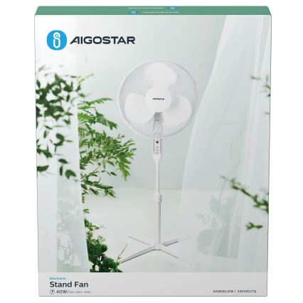 Aigostar - Ventilateur sur pied 40W/230V 120 cm blanc