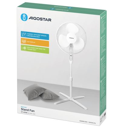 Aigostar - Ventilateur sur pied 40W/230V 120 cm blanc