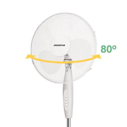 Aigostar - Ventilateur sur pied 45W/230V 125 cm blanc