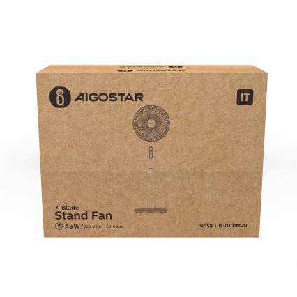 Aigostar - Ventilateur sur pied 45W/230V Ø 35 cm blanc