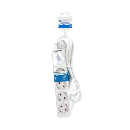 Aigostar - Verlengsnoer met schakelaar 4-voudig Type F 1,5m SCHUKO wit