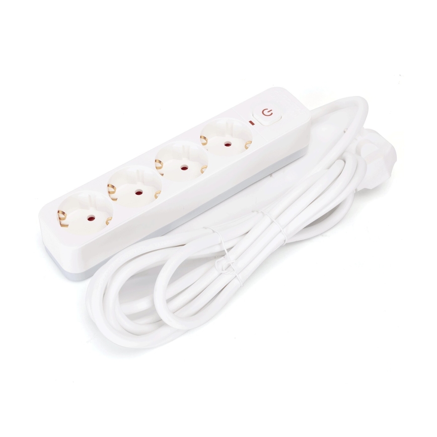 Aigostar - Verlengsnoer met schakelaar 4Z Type F 3m wit