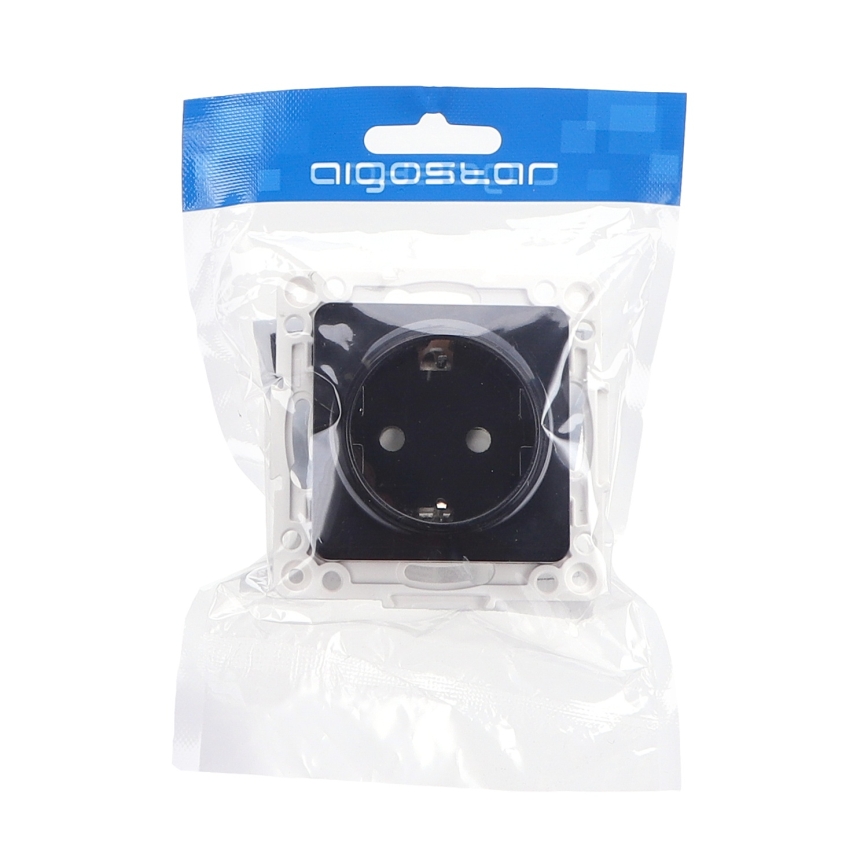 Aigostar - Wandcontactdoos zonder afdekraam SCHUKO 250V zwart