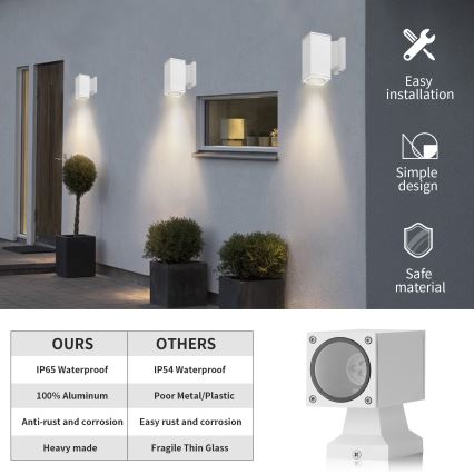 Aigostar - Wandlamp voor buiten 1xGU10/230V wit IP65 hoekig