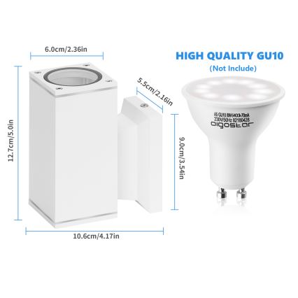 Aigostar - Wandlamp voor buiten 1xGU10/230V wit IP65 hoekig