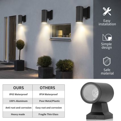 Aigostar - Wandlamp voor buiten 1xGU10/230V zwart IP65 rond